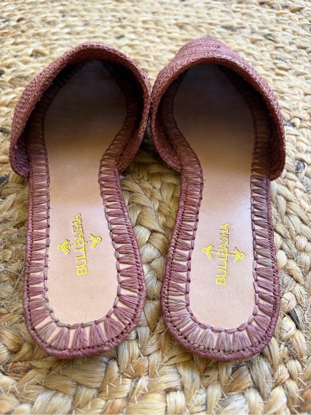 Bulibasha Babouche Mule Slip On Slide 40 EU 9-9.5 US Handwoven Red Brown NWOT - Picture 5 of 12